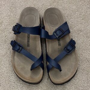 Cushionaire Luna Cork Footbed Sandals Navy Nappa - Women’s Size 9.5